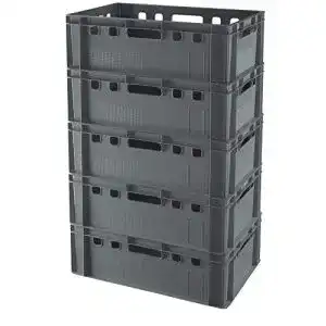 Fleischerkisten Logiplast 5 Stück E2 Kisten 60x40x20 in grau
