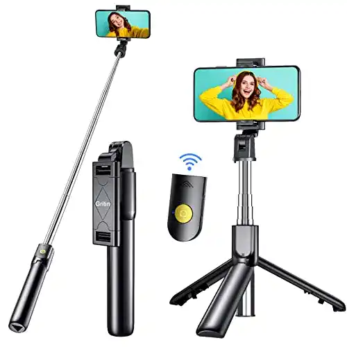 Selfie-Stick Gritin Bluetooth Selfie Stick Stativ, 3 in 1 Erweiterbar