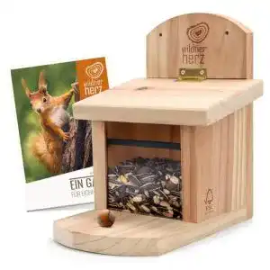 Eichhörnchen-Futterhaus wildtier herz, wetterfest, Massiv-Holz