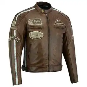 Motorradjacke BOSmoto Herren Retro Biker Lederjacke