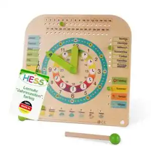 Hess-Holzspielzeug Hess-Spielzeug Kinderlernuhr aus Holz