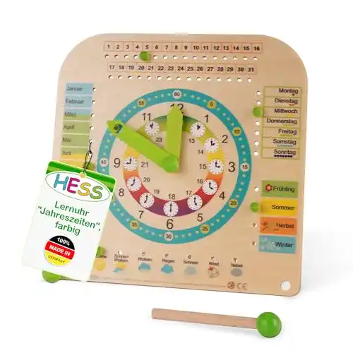 Hess-Holzspielzeug Hess-Spielzeug Kinderlernuhr aus Holz