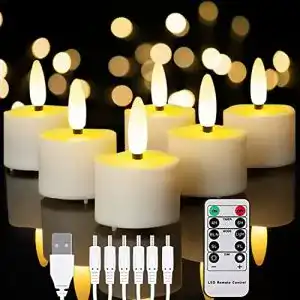 LED-Teelichter mit Timer Homemory Wiederaufladbare Teelichter