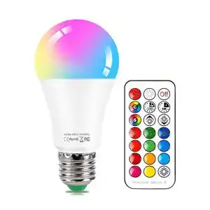 LED-Lampe mit Fernbedienung HYDONG Glühbirne E27, 10W RGB