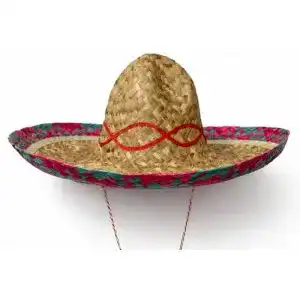 Sombrero Brandsseller Mexikohut Strohhut Rot/Blau/Natur