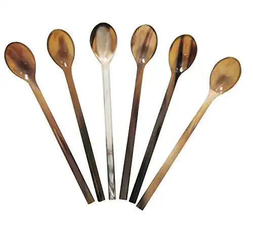 Hornlöffel Marycrafts 6er Set Kaviarlöffel Eierlöffel aus Horn
