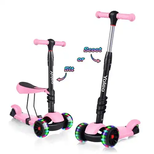 Kinder-Scooter YOLEO 3-in-1 Kinder Roller Scooter LED große Räder