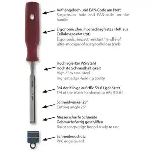 Stubai-Stemmeisen STUBAI Stechbeitel mit rotem Plastikgriff