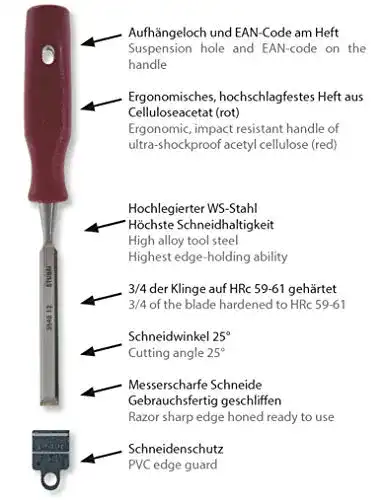 Stubai-Stemmeisen STUBAI Stechbeitel mit rotem Plastikgriff