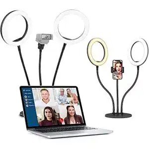 Ringlicht für Videokonferenz Evershop, Doppelt 8″, mit Stativ