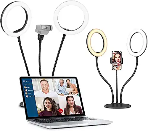 Ringlicht für Videokonferenz Evershop, Doppelt 8″, mit Stativ