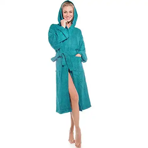 Bademantel aqua-textil Föhr mit Kapuze türkis S Baumwolle
