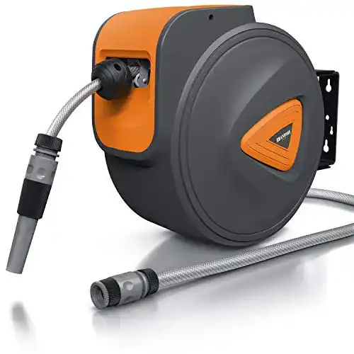 Schlauchtrommel Brandson, 20m Gartenschlauch, automatisch