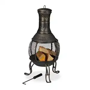 Terrassenofen Relaxdays Aztekenofen, Schürhaken, Höhe 89 cm