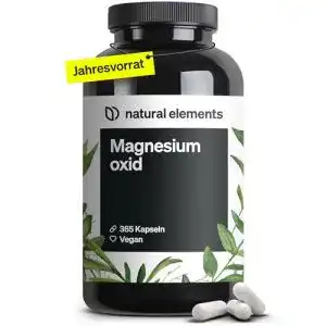 Magnesium hochdosiert natural elements Magnesium, 365 Kapseln