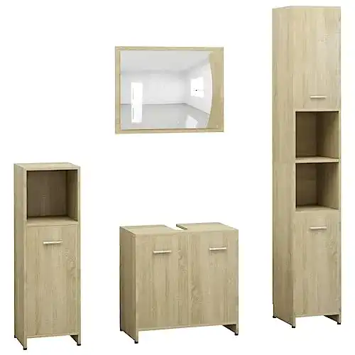 Badmöbel-Set vidaXL Badmöbel Set 4-TLG. Sonoma-Eiche