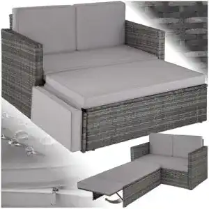 Rattansofa TecTake 800884 Poly Rattan Lounge Set, 2-Sitzer