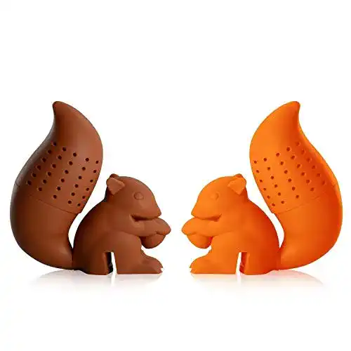 Tee-Ei iNeibo Teesieb teeei silikon, Eichhörnchen Design, 2er Set