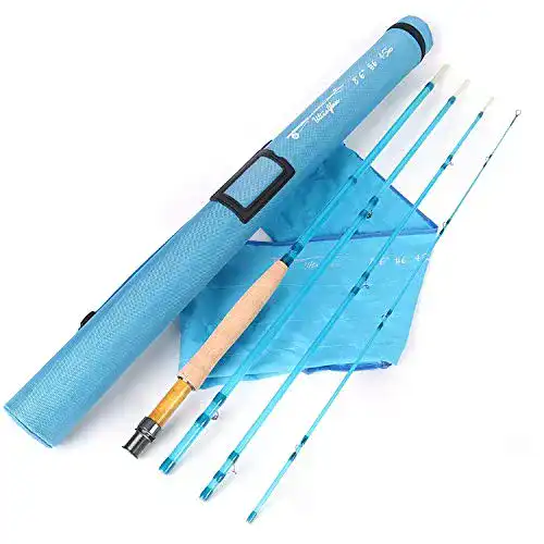 Fliegenrute MAXIMUMCATCH Glasfaser Blau Orange Weiß Lila Fliegenfischen