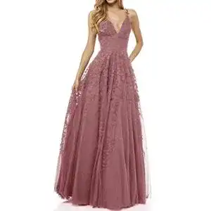 Ballkleid LuckyShe Damen Sexy V-Ausschnitt Abendkleider Elegant