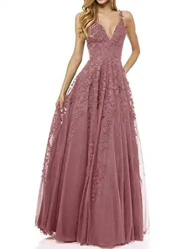 Ballkleid LuckyShe Damen Sexy V-Ausschnitt Abendkleider Elegant