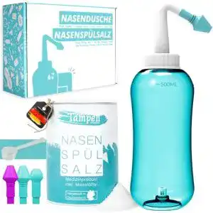 Nasendusche Tampen Set · 120x Nasenspülsalz (300g) · Messlöffel