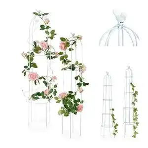 Rosenobelisk Relaxdays Rankhilfe, 2er Set, Blatt, freistehend