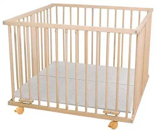 Laufgitter 100×100 Waldin Baby Laufgitter BUCHE MASSIV