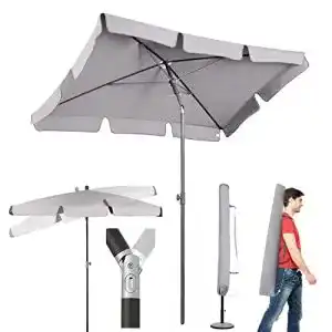 Sonnenschirm (grau) Sekey ® 200 × 125 cm, UV 50+ Hellgrau
