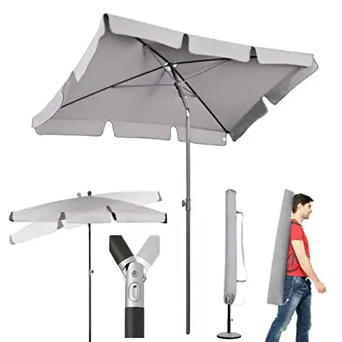 Sonnenschirm (grau) Sekey ® 200 × 125 cm, UV 50+ Hellgrau