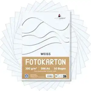 Fotokarton MARPAJANSEN in Weiß Matt, DIN A4, 50 Bogen, 300g/m²