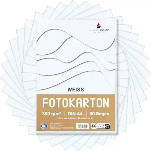 Die beste Fotokarton MARPAJANSEN in Weiß Matt, DIN A4, 50 Bogen, 300g/m² 2026 Test Bestseller Fotokarton MARPAJANSEN in Weiß Matt, DIN A4, 50 Bogen, 300g/m²
