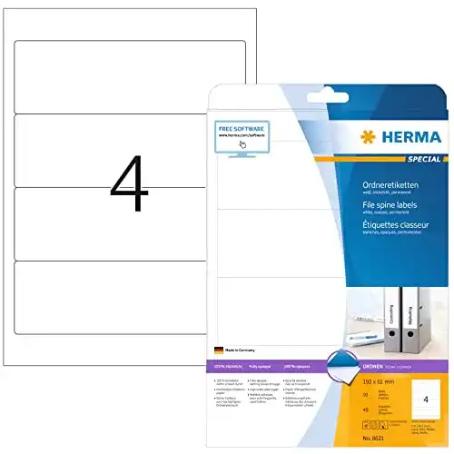 Die beste Herma-Etiketten HERMA 8621 Ordnerrücken Etiketten DIN A4 2026 Test Bestseller Herma-Etiketten HERMA 8621 Ordnerrücken Etiketten DIN A4