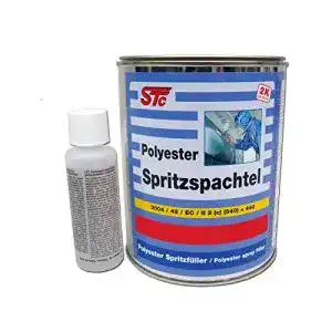 Spachtelmasse (Auto) STC 1,5 kg Set 2K Polyester Spritzspachtel grau inkl. Härter Spritzfüller Auto