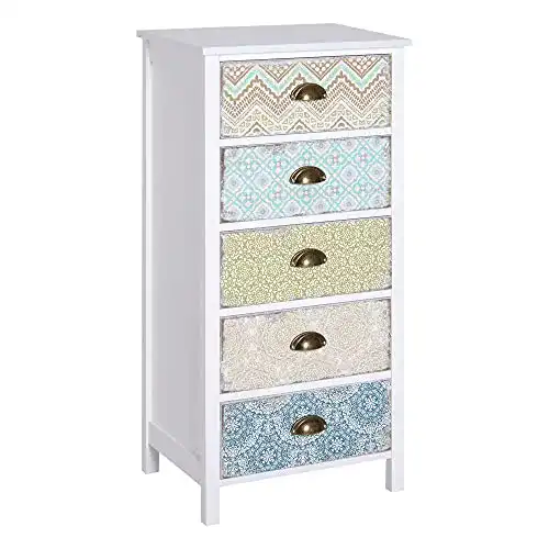Kommode Landhausstil HOMCOM Schrank mit 5 Schubladen