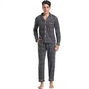 Pyjama ARBLOVE Klassisch Schlafanzug Herren Lang Baumwolle