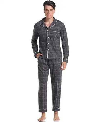 Pyjama ARBLOVE Klassisch Schlafanzug Herren Lang Baumwolle