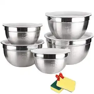 Edelstahlschüsseln mit Deckel TUXWANG, Schüssel Set 5 Piece