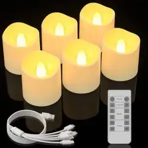 LED-Teelicht Ymenow Wiederaufladbar, mit Fernbedienung Timer