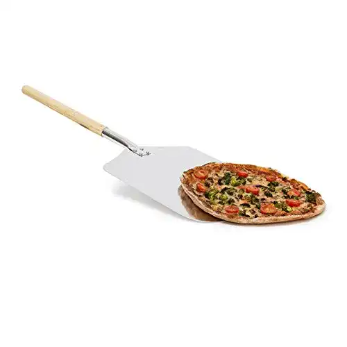 Pizzaschaufel Relaxdays eckig, Aluminium Pizzaschieber, Holzgriff