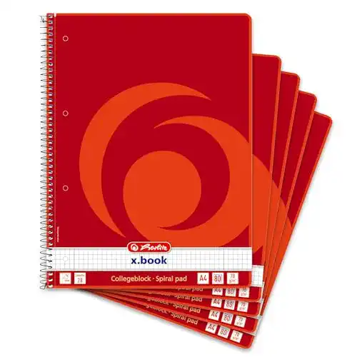 Collegeblock Herlitz 306456 A4, 80 Blatt Rand links u. rechts, 5 Stck