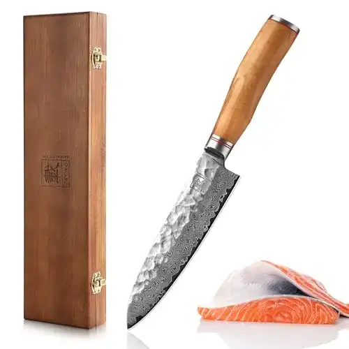 Zayiko-Messer zayiko Olive Damastmesser Santoku 17,50cm