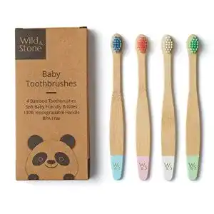 Baby-Zahnbürste Wild & Stone, Bio-Bambus, vier Farben