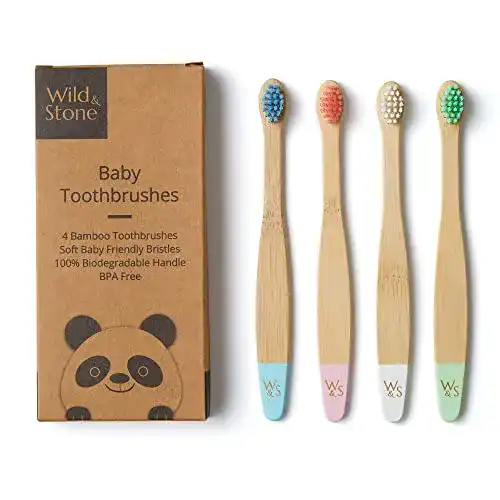 Baby-Zahnbürste Wild & Stone, Bio-Bambus, vier Farben