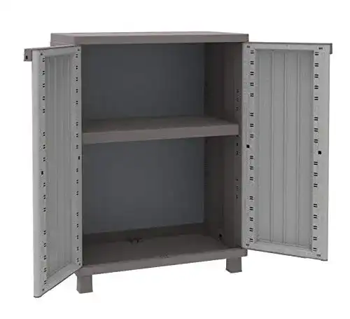 Gartenschrank Terry , JWood 68, Schrank mit 2 Türen, Holz-Optik