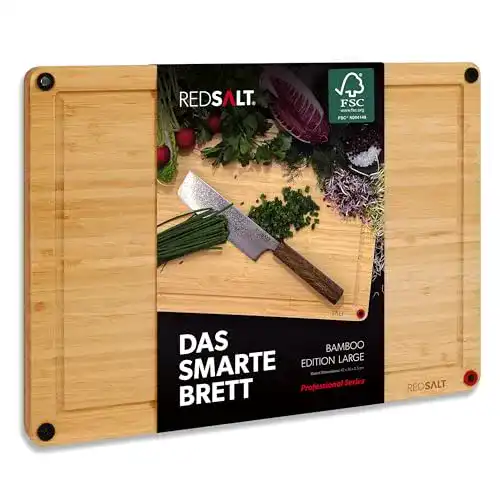 Bambus-Schneidebrett REDSALT ® 42x30x2,5cm, tiefe Saftrille