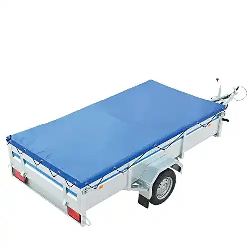 Anhängerplane deiwo ® Anhänger Flachplane Blau mit Gummigurt