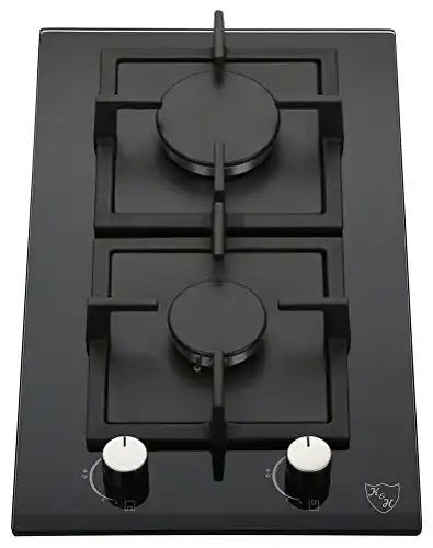 Gaskochfeld 2-flammig K&H ® Domino 2 Zonen Glas Erdgas