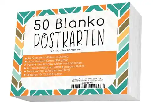 Blanko-Postkarten Sophies Kartenwelt Set mit 50