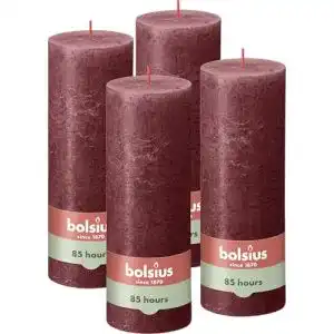 Rote Kerzen bolsius, Rustik Kerze, Unparfümiert 19 x 7 cm